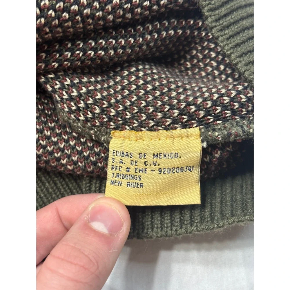 New River Co Vintage Plaid Sweater Vest Mens Large Green Knit Cotton Blend